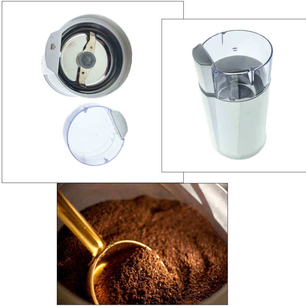 Coffee Grinder cu Lama, Alb, pentru Cafea Proaspata Macinata, Utilizare la Espresso, Ibric, Filtru si Condimente, cu Design Compact si Functie de Puls, 91515 [2]