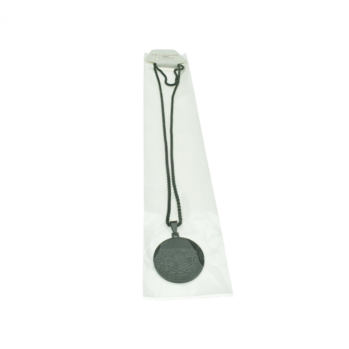 Colier cu pandativ medalion, talisman design simbolic Sigiliul Celor Sapte Arhangheli, SN-01B, din otel inoxidabil, negru [6]