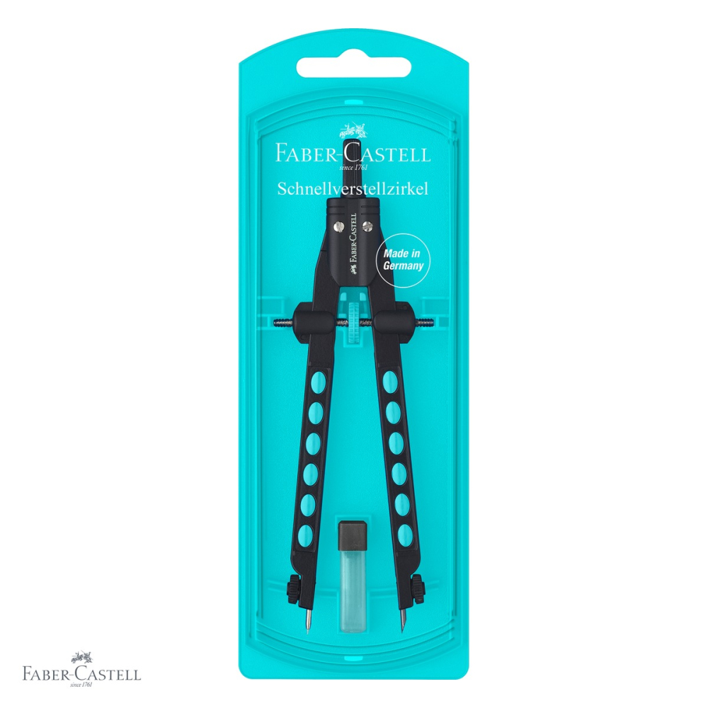 Compas Faber-Castell Factory Neon 2022 cu reglare rapida, cerc maxim 340mm, culori neon asortate, pentru scoala [4]