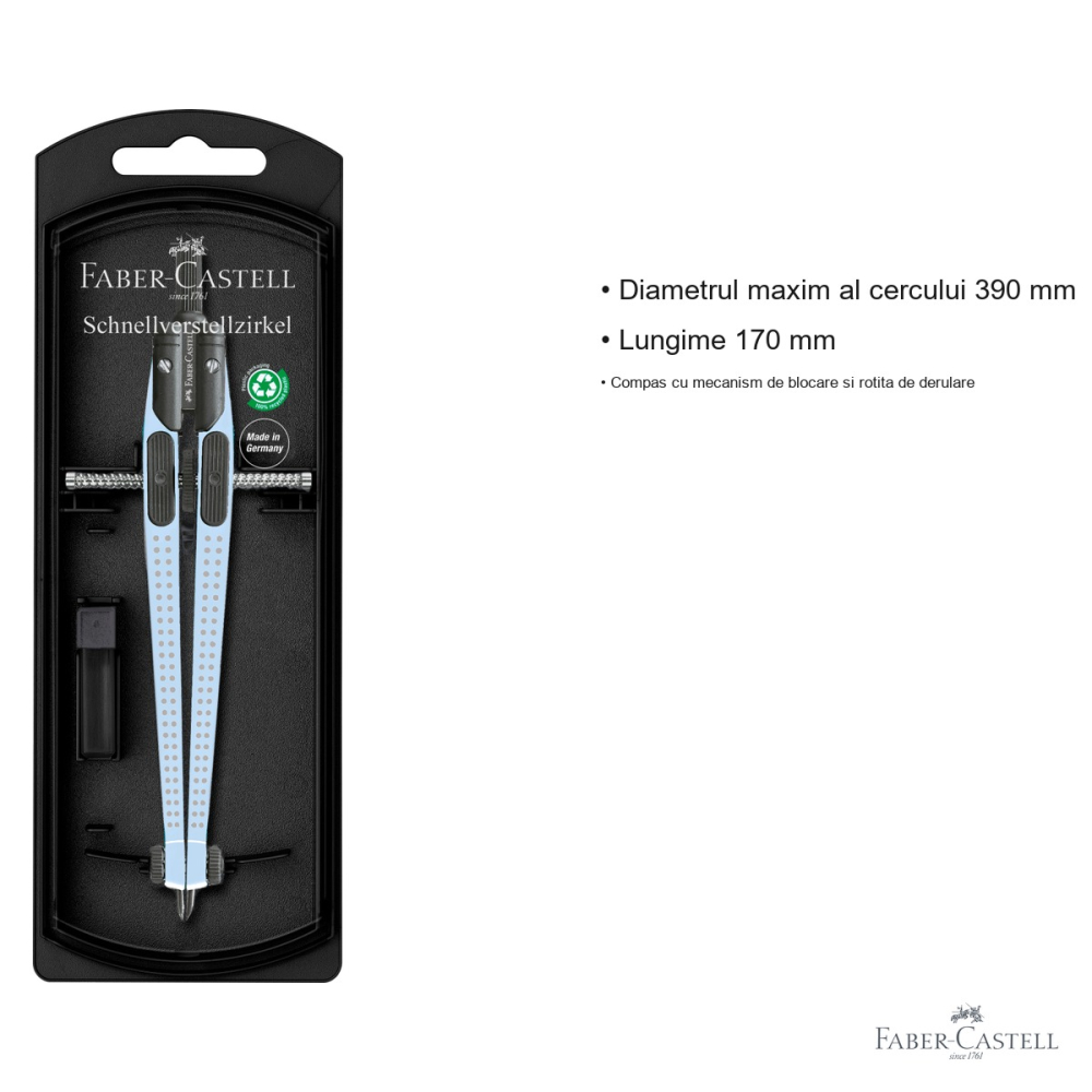 Compas Faber-Castell Quick-Set Grip, mecanism de blocare si rotita de derulare, pentru desen tehnic [3]
