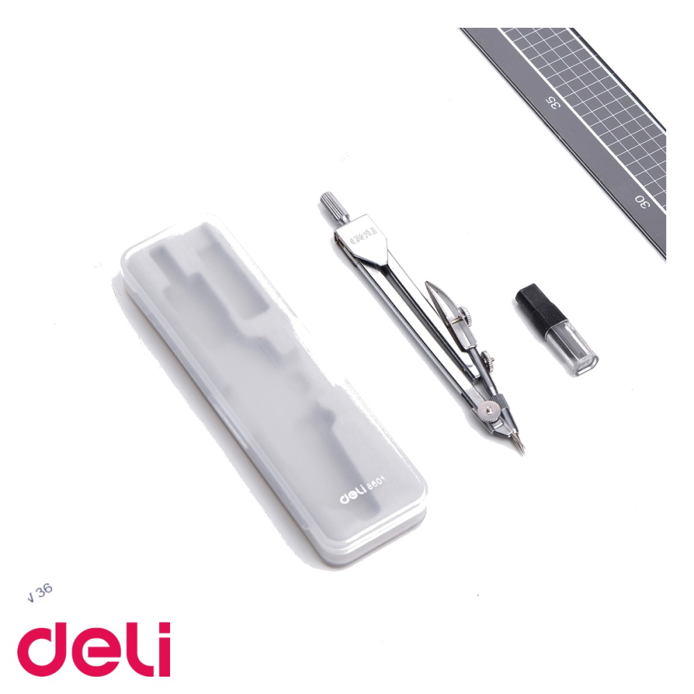 Compas metalic Deli, otel inoxidabil, pentru desen tehnic si cercuri pana la 220 mm diametru [4]