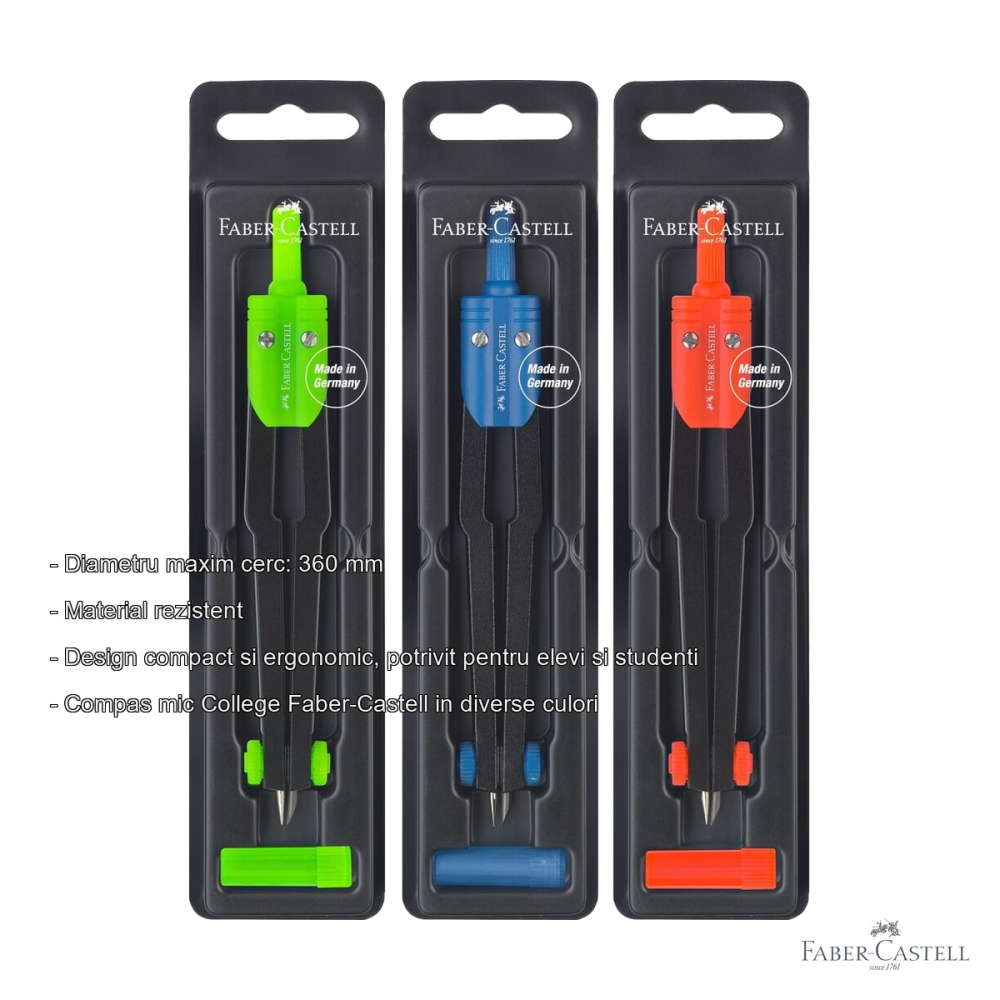 Compas mic Faber-Castell College, design ergonomic compact, pentru elevi si studenti [2]