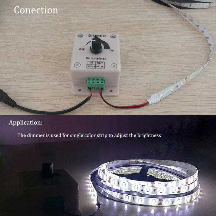 Comutator Led luminos reglabil DC 12-24V 8A, dimmer controller maxim 96W [10]