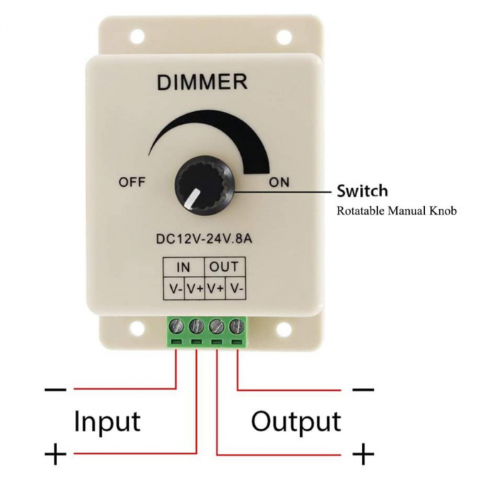 Comutator Led luminos reglabil DC 12-24V 8A, dimmer controller maxim 96W [9]