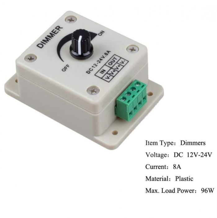Comutator Led luminos reglabil DC 12-24V 8A, dimmer controller maxim 96W [11]