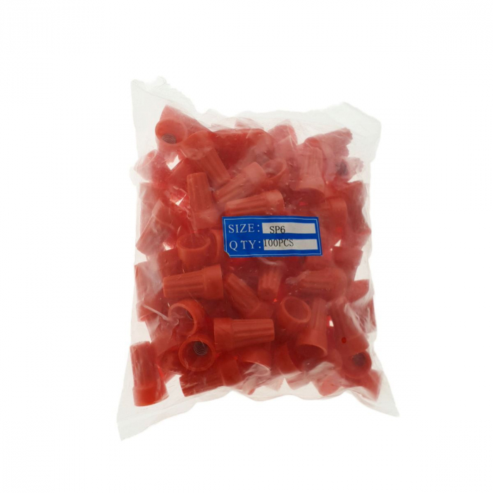 Conector 76B-SP6 de fire, prin rasucire, rosu, set 100 buc [5]