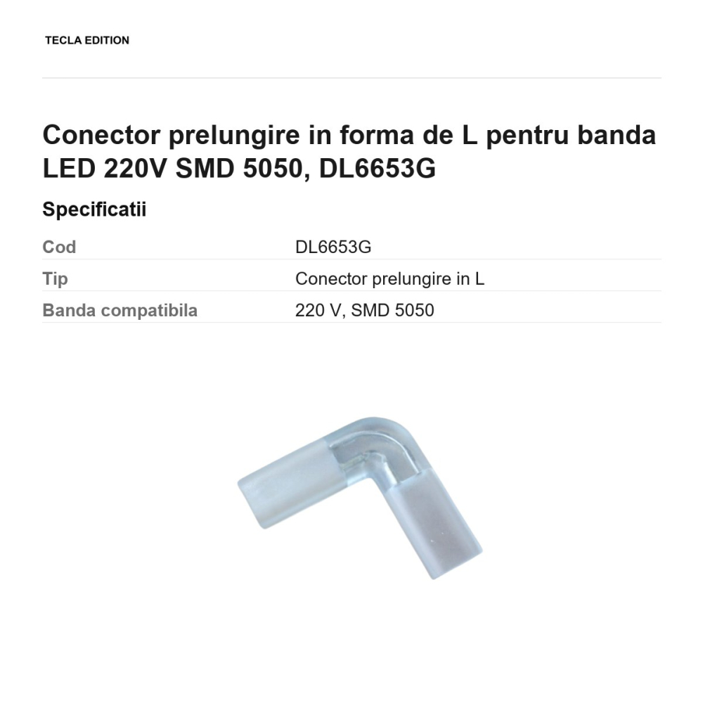 Conector prelungire in forma de L pentru banda LED 220V SMD 5050, DL6653G [3]
