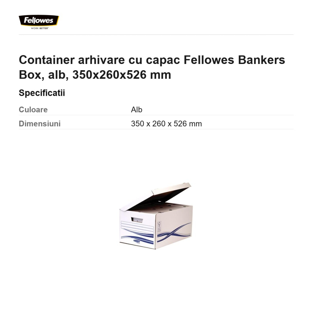 Container arhivare cu capac Fellowes Bankers Box, alb, 350x260x526 mm [3]
