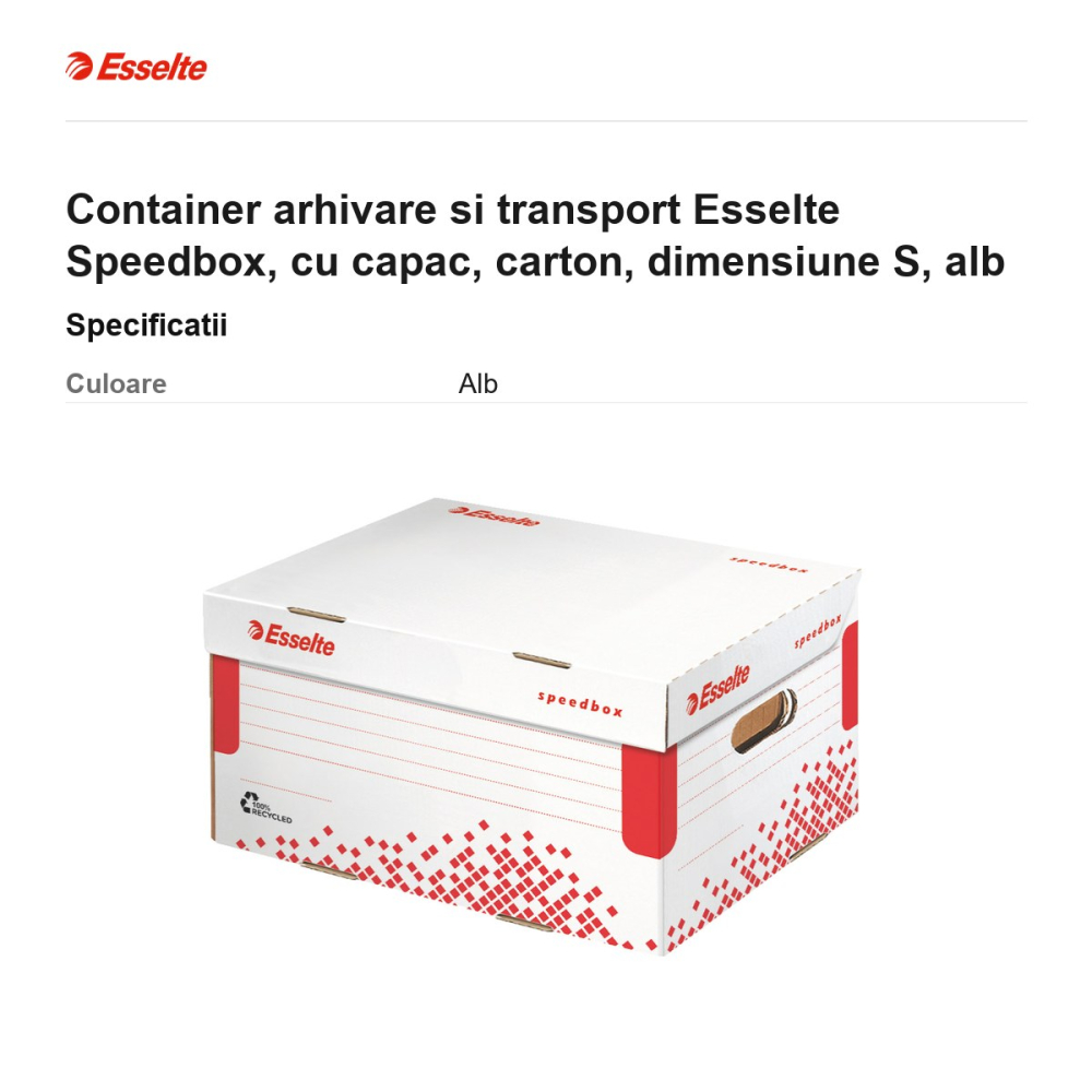 Container arhivare si transport Esselte Speedbox, cu capac, carton, dimensiune S, alb [3]