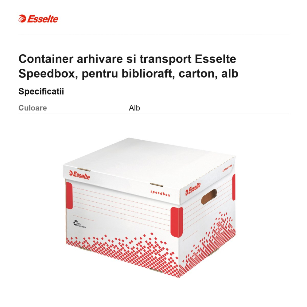 Container arhivare si transport Esselte Speedbox, pentru biblioraft, carton, alb [3]