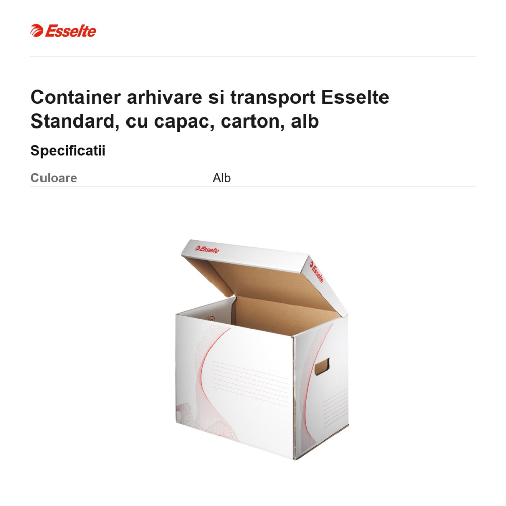 Container arhivare si transport Esselte Standard, cu capac, carton, alb [3]