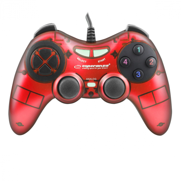 Controller Esperanza EGG105R Fighter, cu vibratii, PC, Rosu [3]