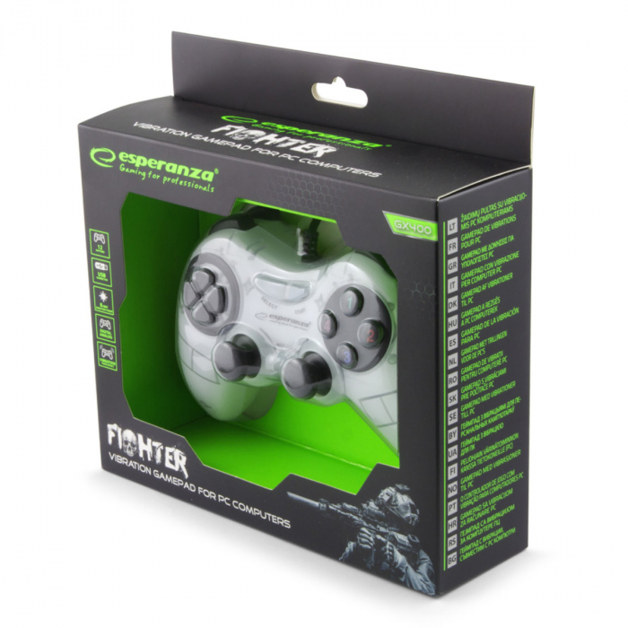 Controller Esperanza EGG105W Fighter, cu vibratii, PC, Alb [4]
