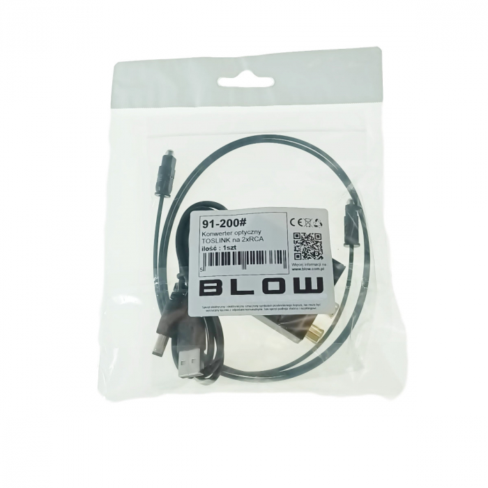 Convertor audio digital-Toslink la analog 2xRCA, Blow 11237, cablu digital si alimentare, negru [4]