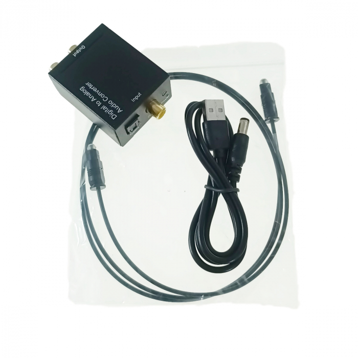 Convertor audio digital-Toslink la analog 2xRCA, Blow 11237, cablu digital si alimentare, negru [3]