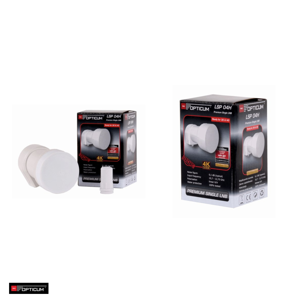 Convertor LNB Sat Single Opticum LSP-04H 0064, 10,7 - 12,75 GHz, externe, diametru 40 mm, Alb [5]