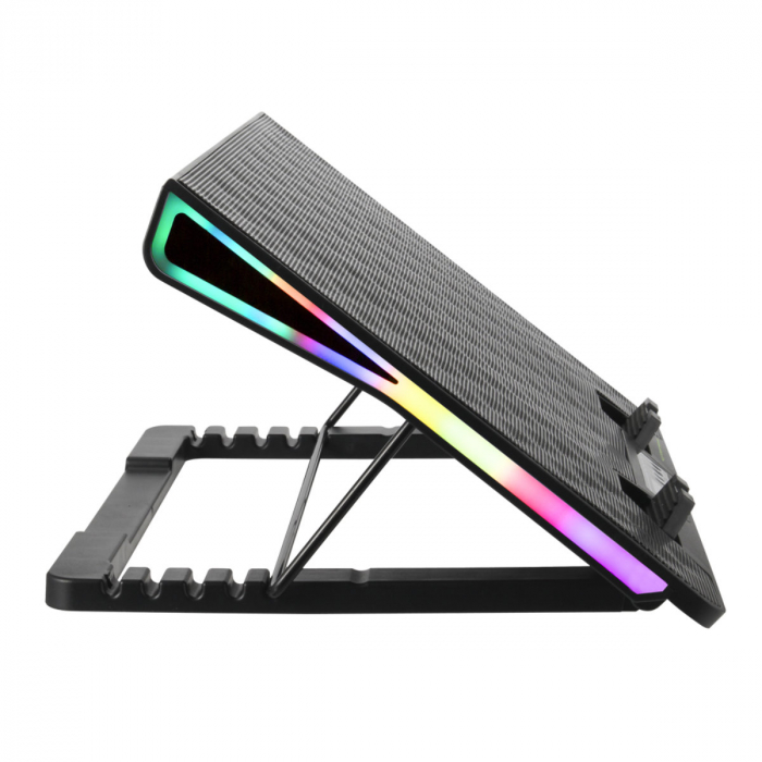 Cooler Laptop Esperanza Alize, iluminare RGB 7 moduri, display LCD, Hub 2 port USB, 5 unghiuri de reglare, negru [2]