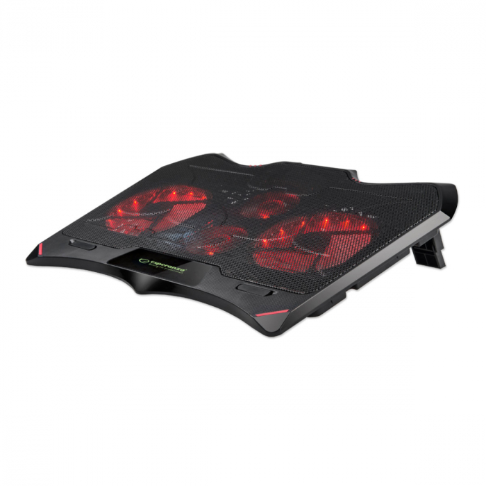 Cooler Laptop Esperanza Buran, iluminare Led, 4 ventilatoare, 2 port USB, pozitie reglabila, negru [2]
