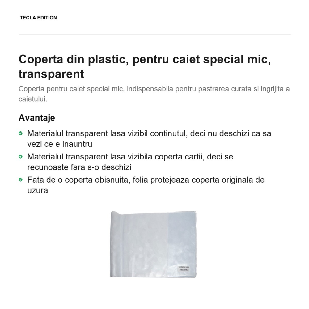 Coperta din plastic, pentru caiet special mic, transparent [2]