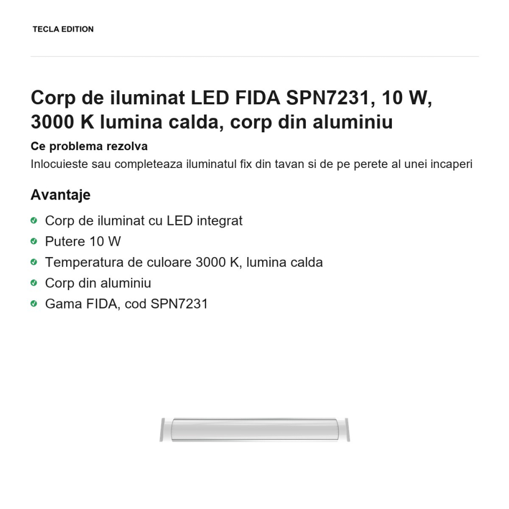 Corp de iluminat LED FIDA SPN7231, 10 W, 3000 K lumina calda, corp din aluminiu [2]