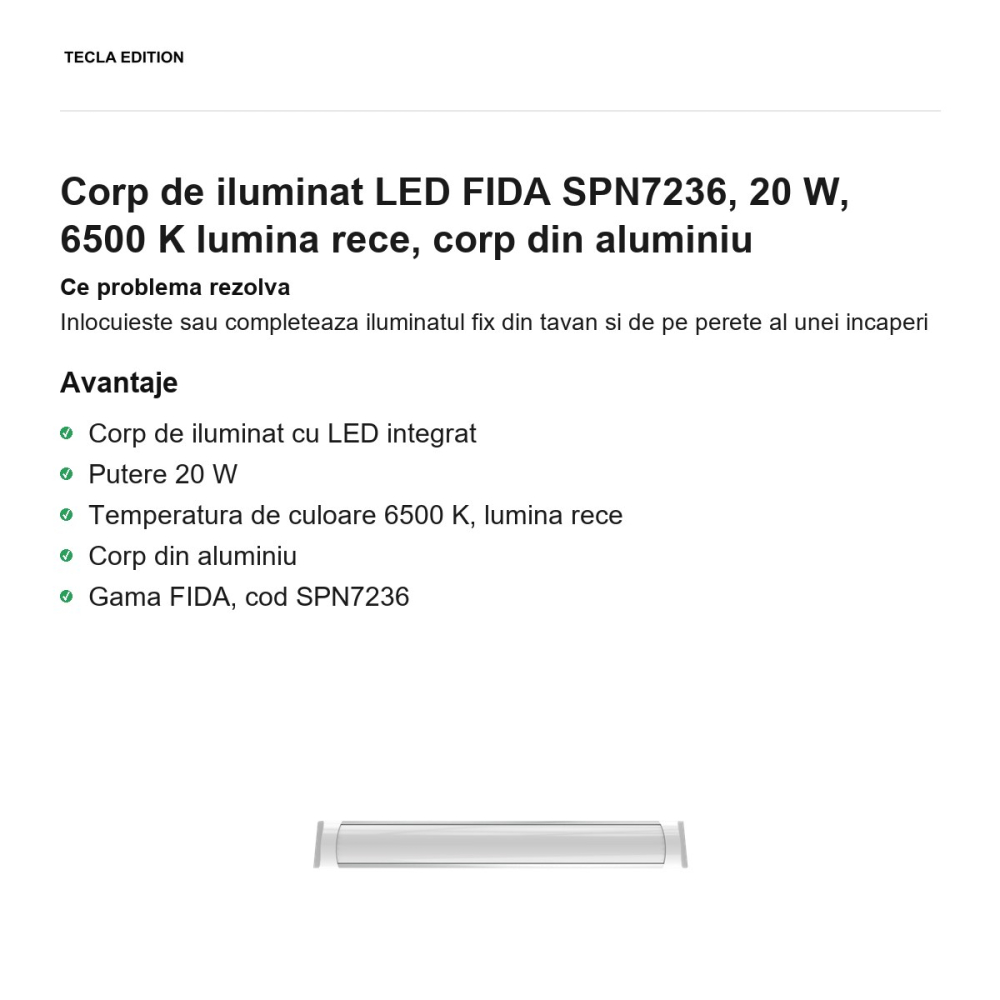 Corp de iluminat LED FIDA SPN7236, 20 W, 6500 K lumina rece, corp din aluminiu [2]
