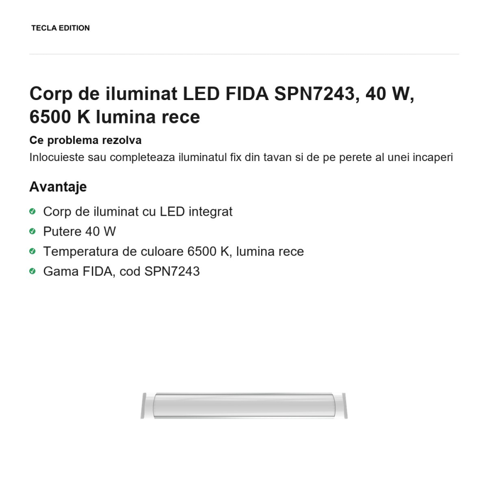 Corp de iluminat LED FIDA SPN7243, 40 W, 6500 K lumina rece [2]