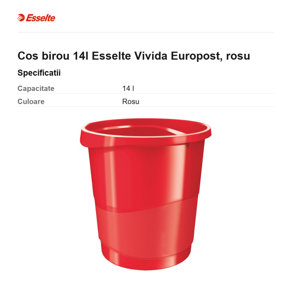 Cos birou 14l Esselte Vivida Europost, rosu [3]