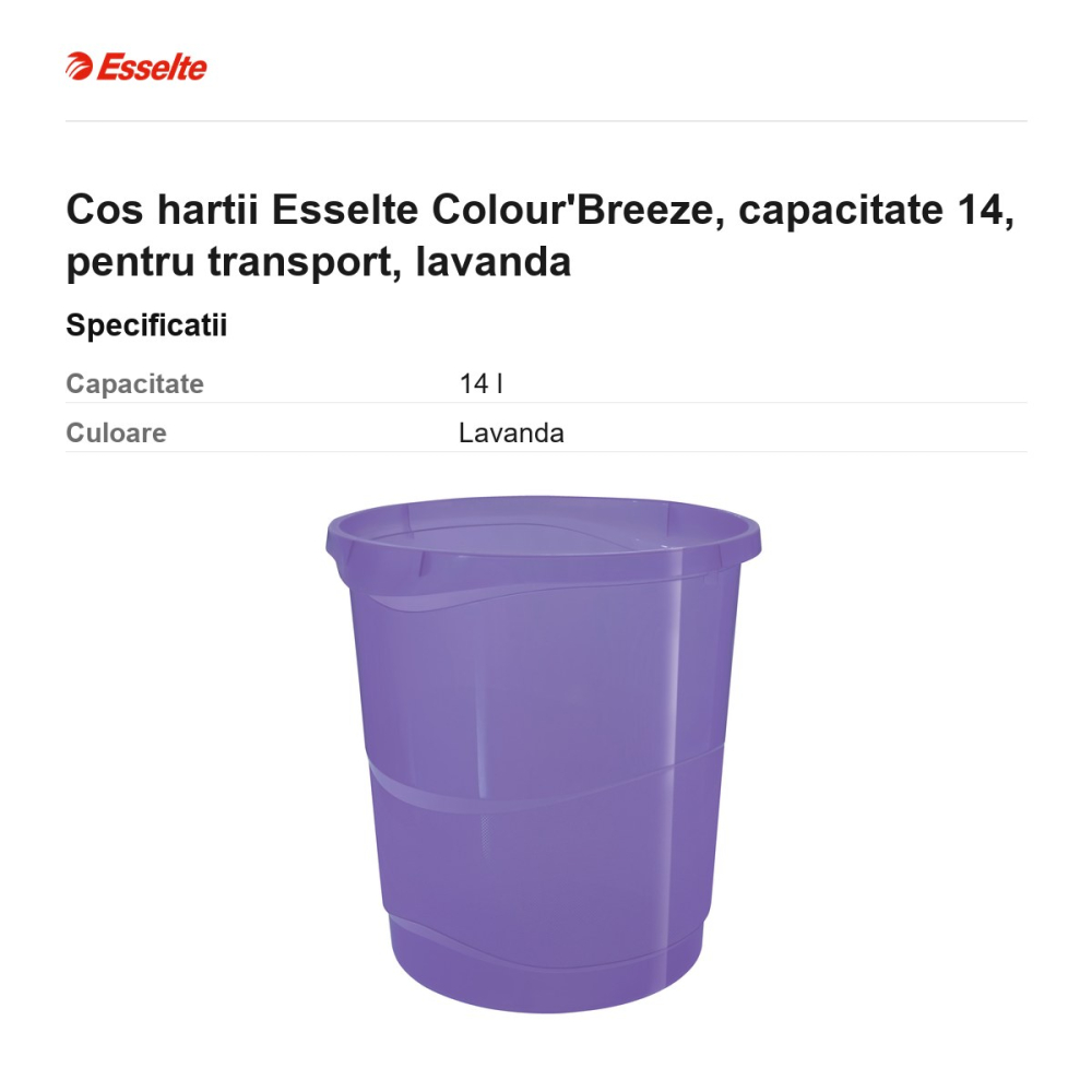 Cos hartii Esselte Colour'Breeze, capacitate 14, pentru transport, lavanda [3]