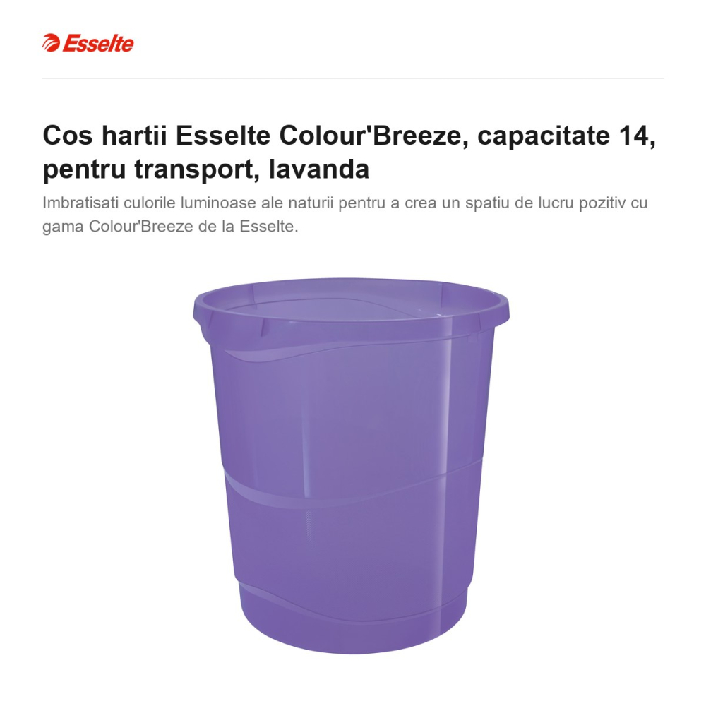 Cos hartii Esselte Colour'Breeze, capacitate 14, pentru transport, lavanda [2]