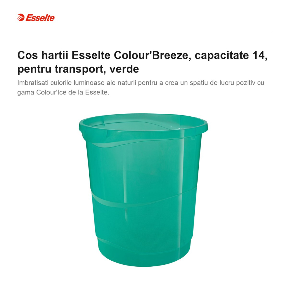 Cos hartii Esselte Colour'Breeze, capacitate 14, pentru transport, verde [2]