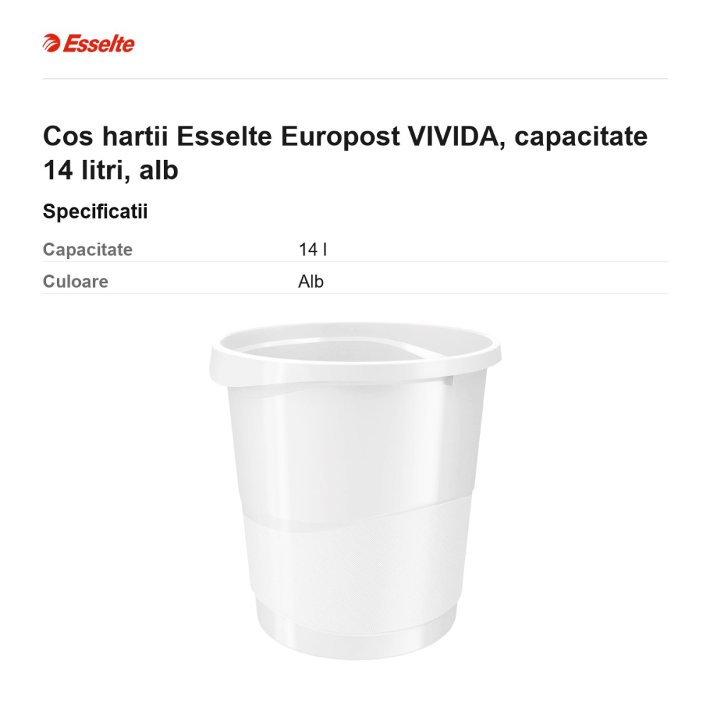Cos hartii Esselte Europost VIVIDA, capacitate 14 litri, alb [3]