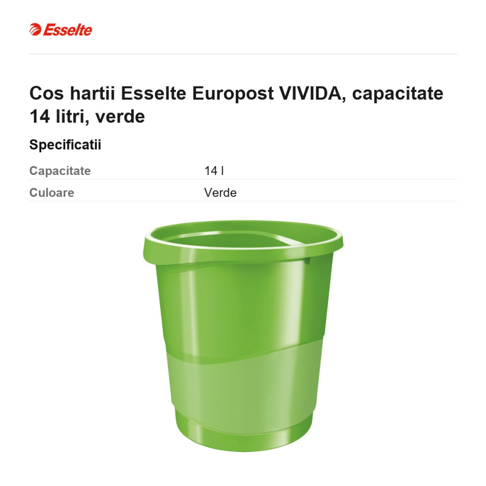 Cos hartii Esselte Europost VIVIDA, capacitate 14 litri, verde [3]