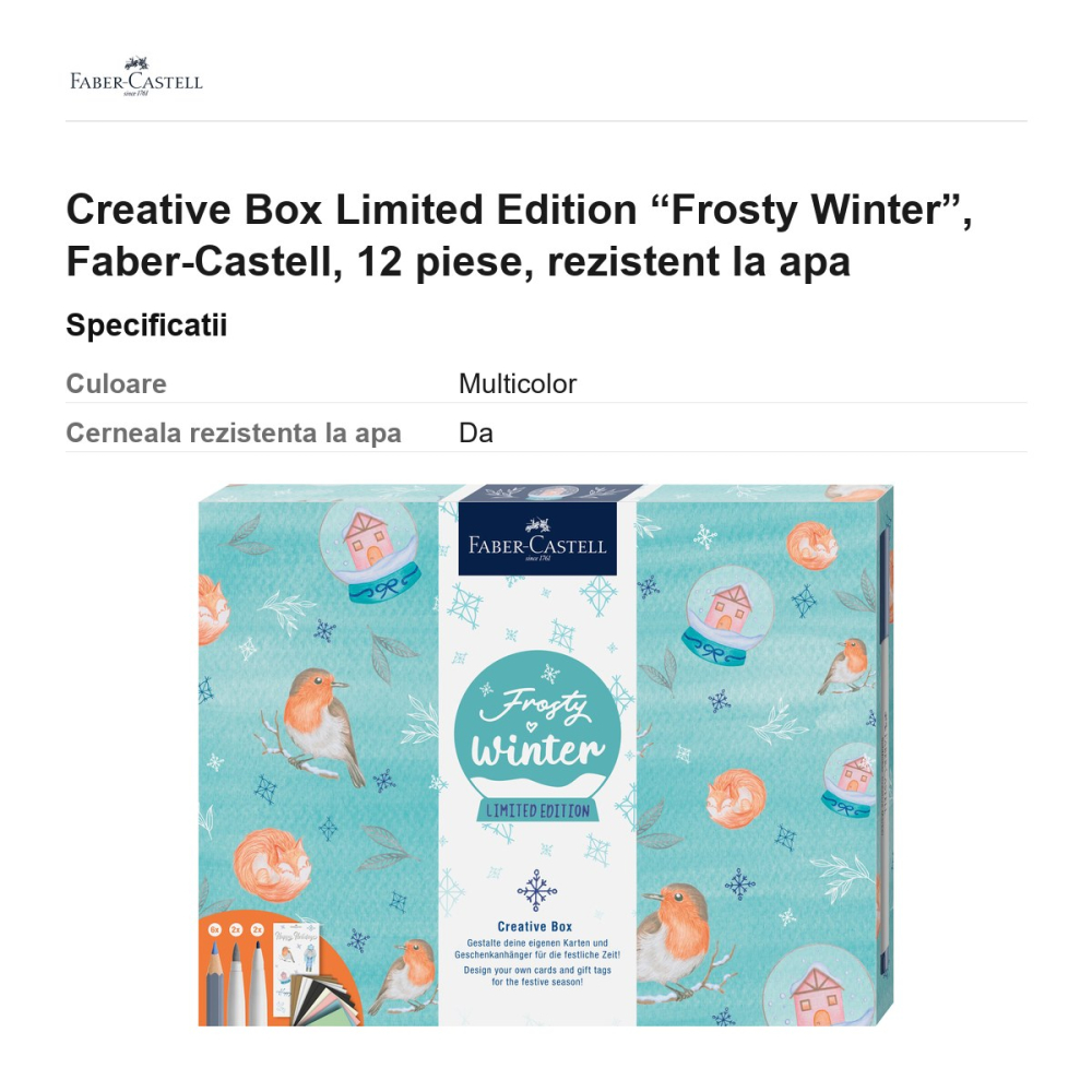 Creative Box Limited Edition “Frosty Winter”, Faber-Castell, 12 piese, rezistent la apa [3]