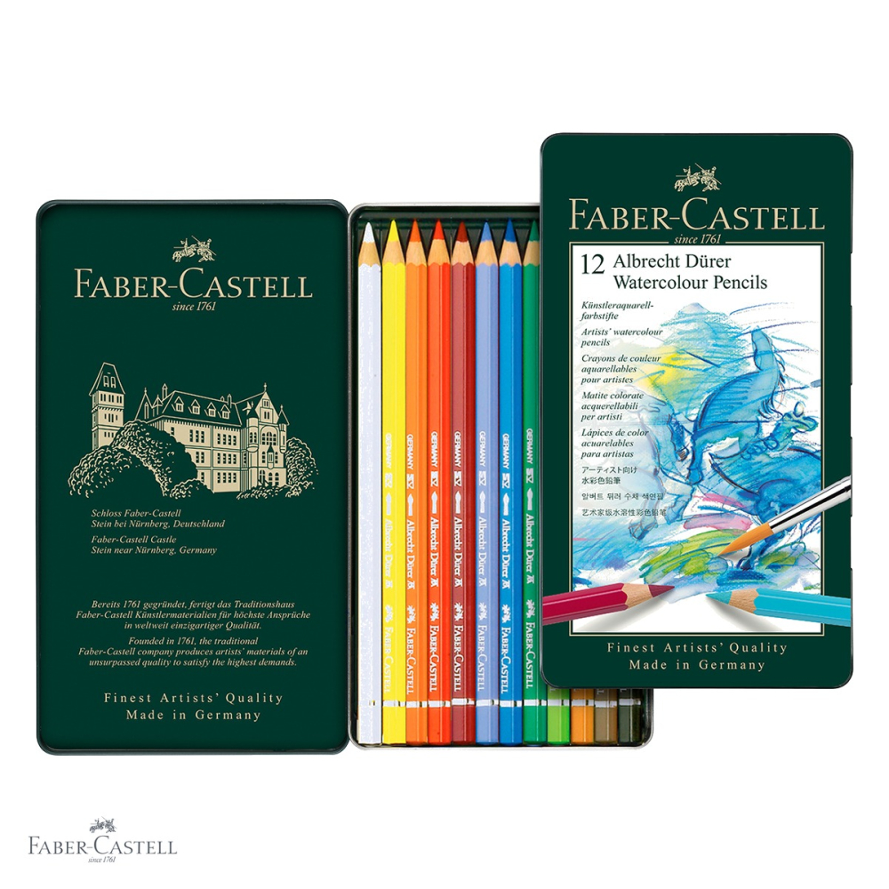 Creioane colorate acuarela Faber-Castell Albrecht Durer, 12 culori, cutie metal [4]