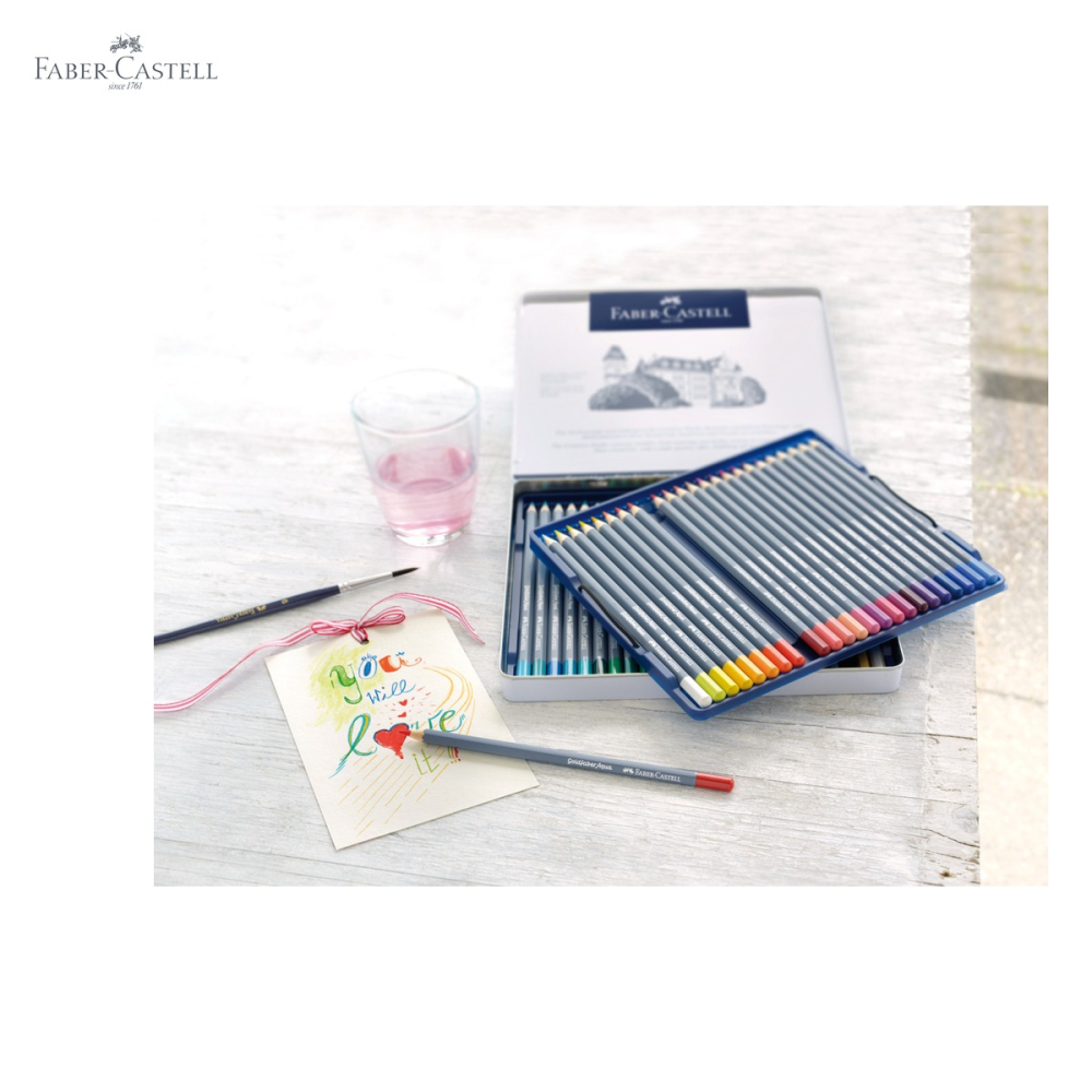 Creioane colorate acuarela Faber-Castell Goldfaber Aqua 48 culori, cutie metalica, pentru pictura si desen artistic [5]