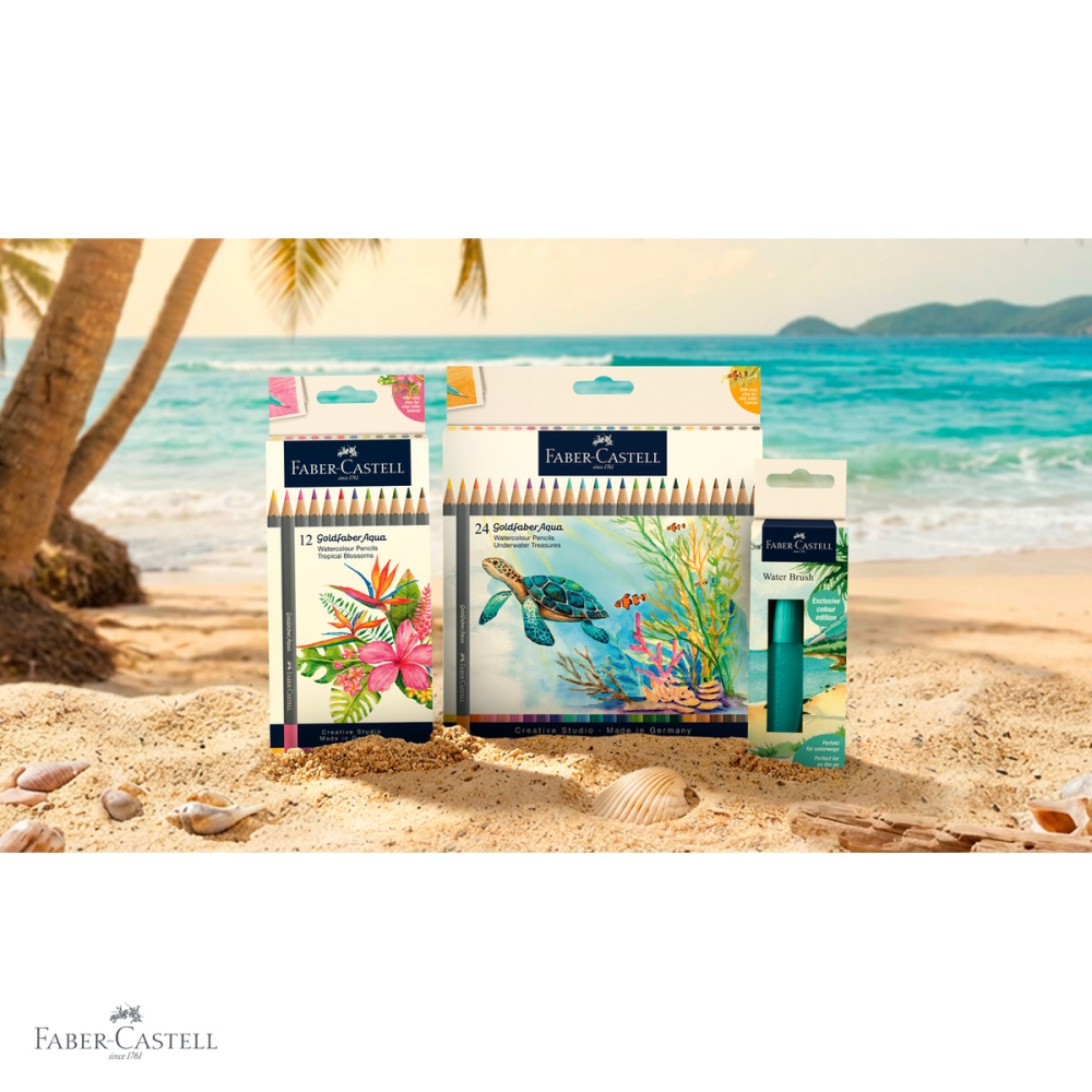 Creioane colorate acuarela Faber-Castell Goldfaber Tropical Collection, 24 culori, mina 3.3mm solubila in apa [4]