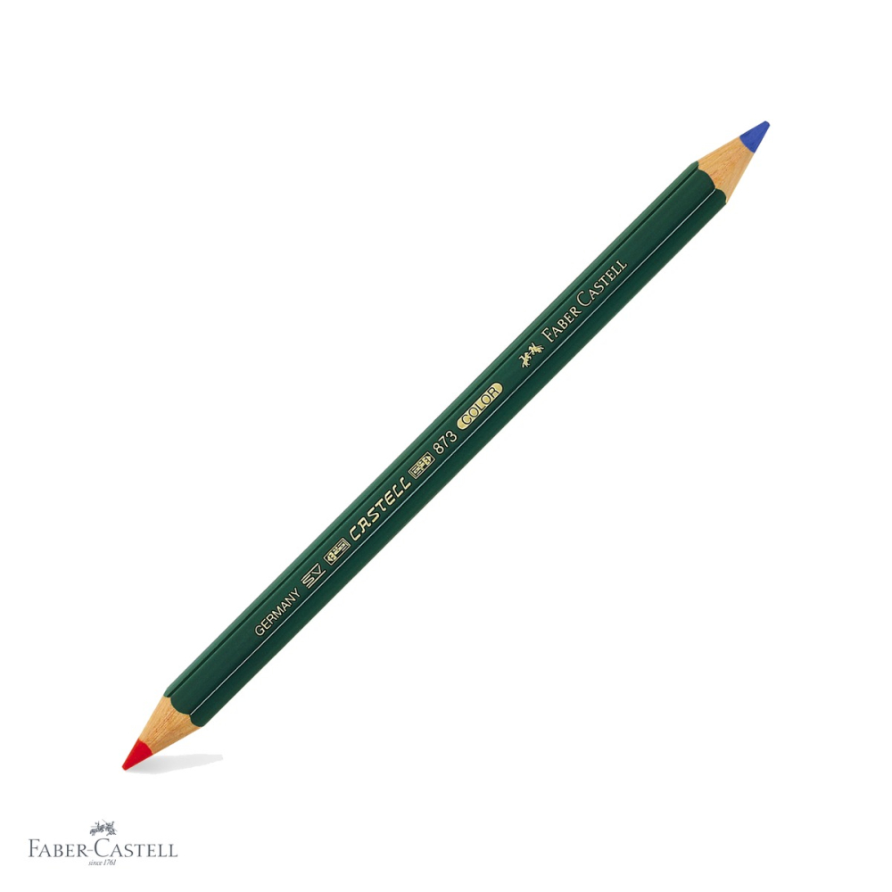 Creion bicolor Faber-Castell Castell Color B73, mina groasa albastru-rosu, pentru scriere si marcare [1]