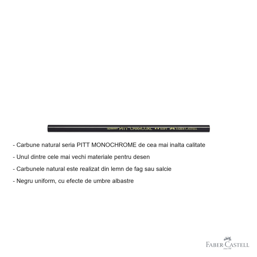 Creion carbune natural Faber-Castell Pitt Monochrome, grad soft, pentru desen artistic [2]