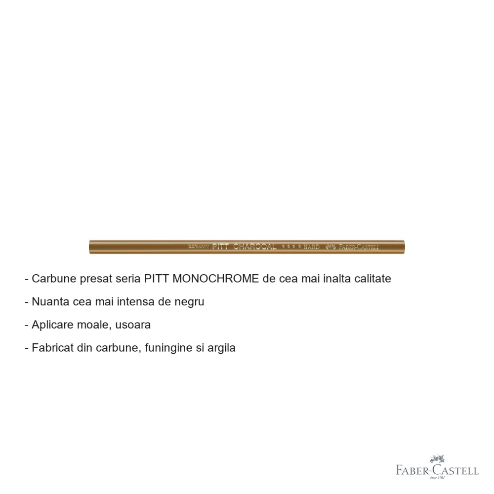 Creion carbune presat Faber-Castell Pitt Monochrome, grad dur, pentru desen artistic [2]