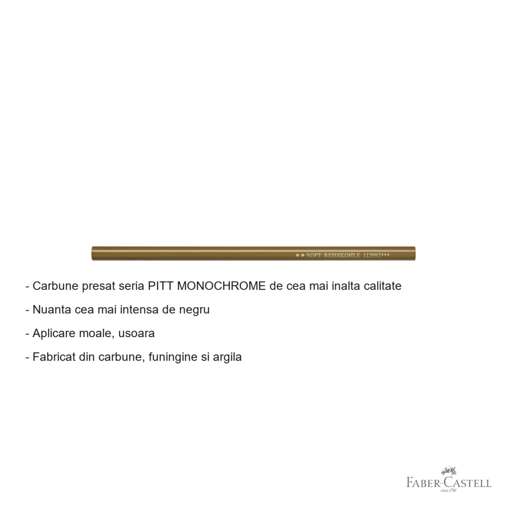 Creion carbune presat Faber-Castell Pitt Monochrome, grad soft, nuanta neagra intensa, pentru desen artistic [2]