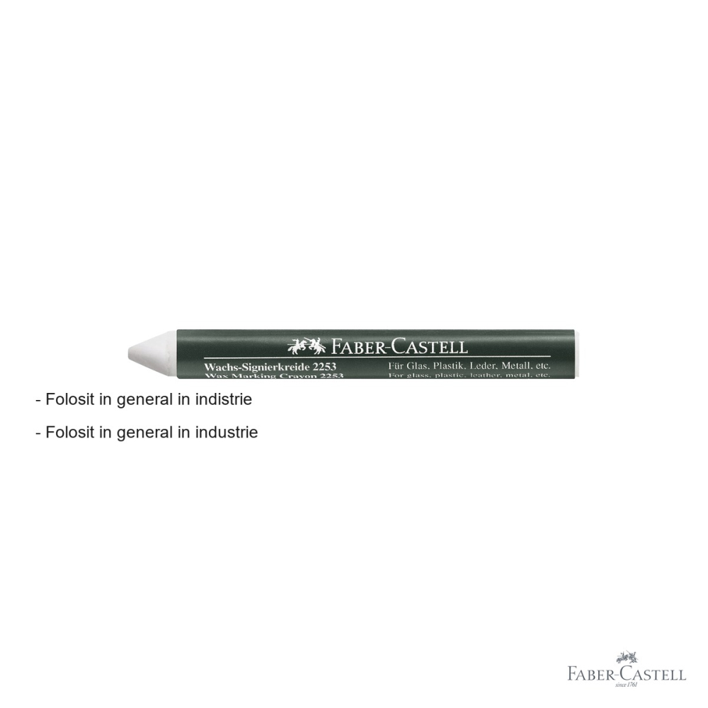 Creion cerat Faber-Castell 2253, alb, pentru marcare pe suprafete lucioase si moi [2]