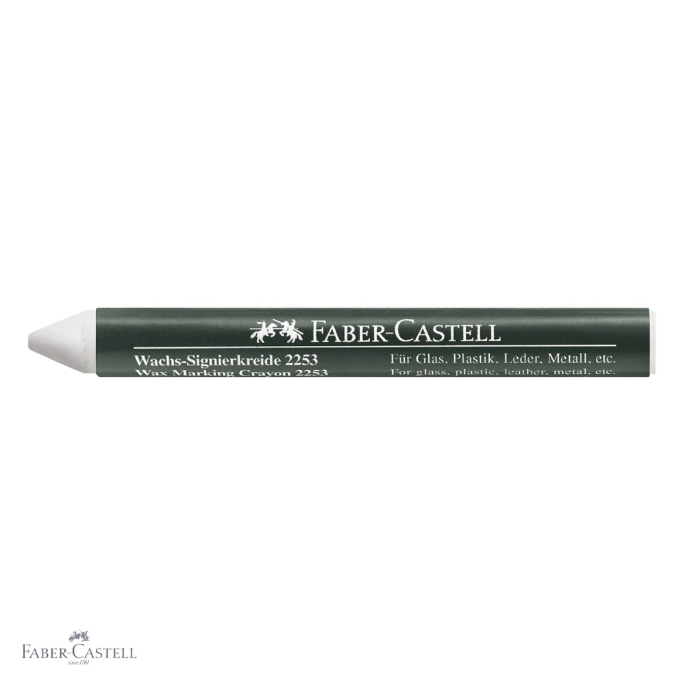 Creion cerat Faber-Castell 2253, alb, pentru marcare pe suprafete lucioase si moi [4]
