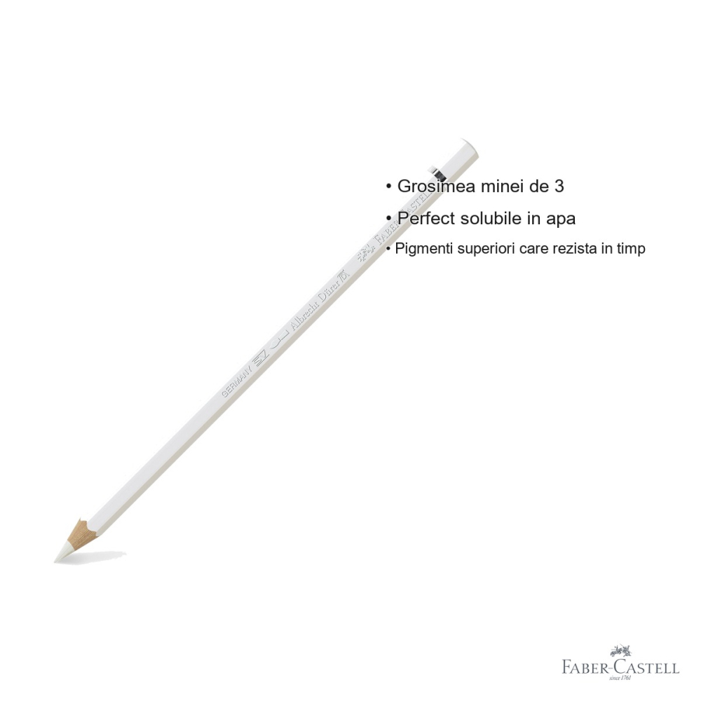 Creion colorat acuarela Faber-Castell Albrecht Durer 101 alb, mina 3.8mm, pentru artisti profesionisti [3]