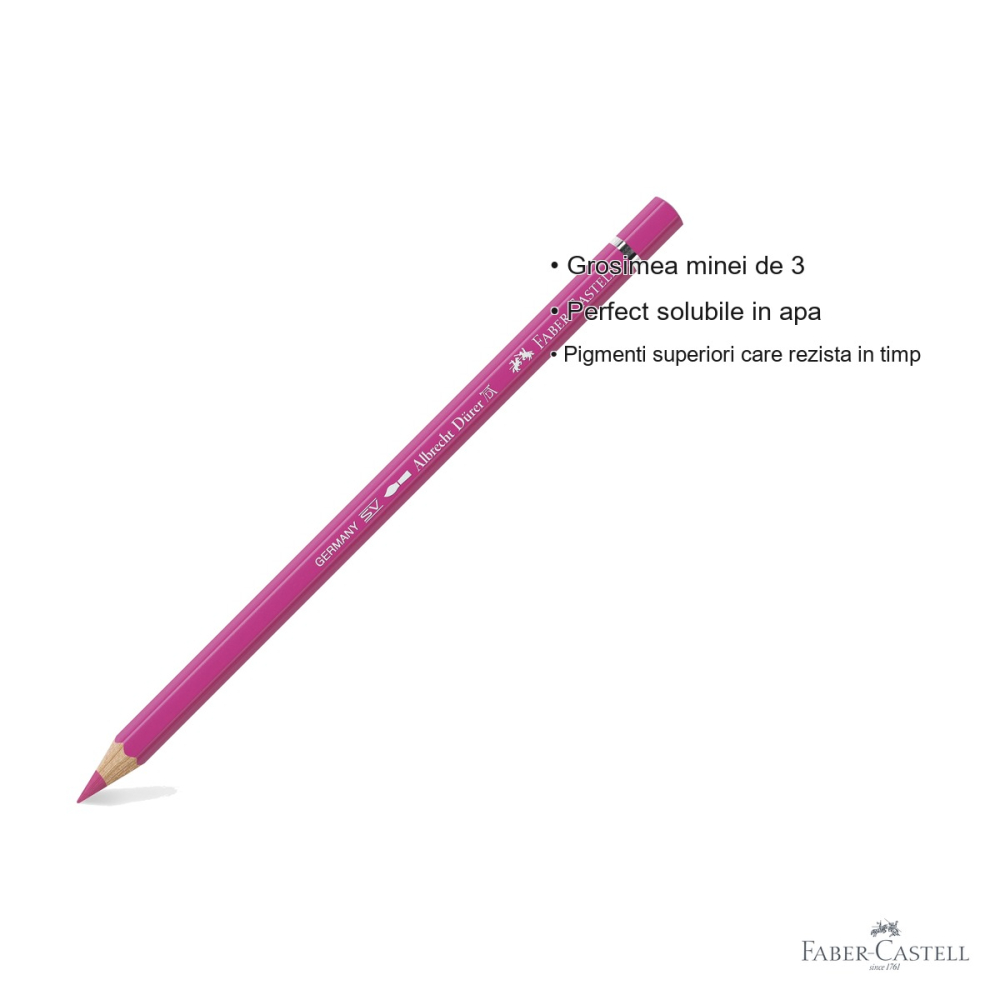 Creion colorat acuarela Faber-Castell Albrecht Durer 128 roz purple deschis, mina 3.8mm, pentru artisti [3]