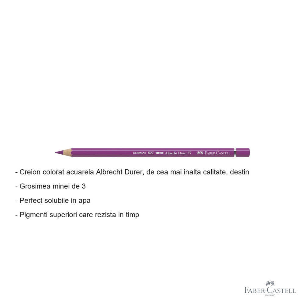 Creion colorat acuarela Faber-Castell Albrecht Durer 135 violet roscat, mina 3.8mm, pentru artisti [2]