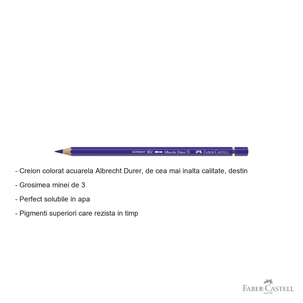 Creion colorat acuarela Faber-Castell Albrecht Durer 137 violet albastru, mina 3.8mm, pentru artisti profesionisti [2]