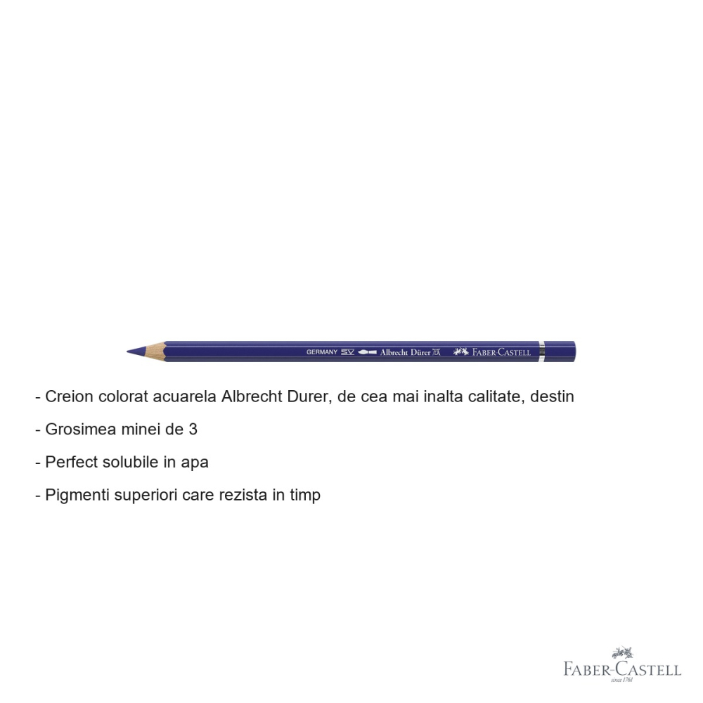 Creion colorat acuarela Faber-Castell Albrecht Durer 141 albastru mov, mina 3.8mm, pentru artisti [2]