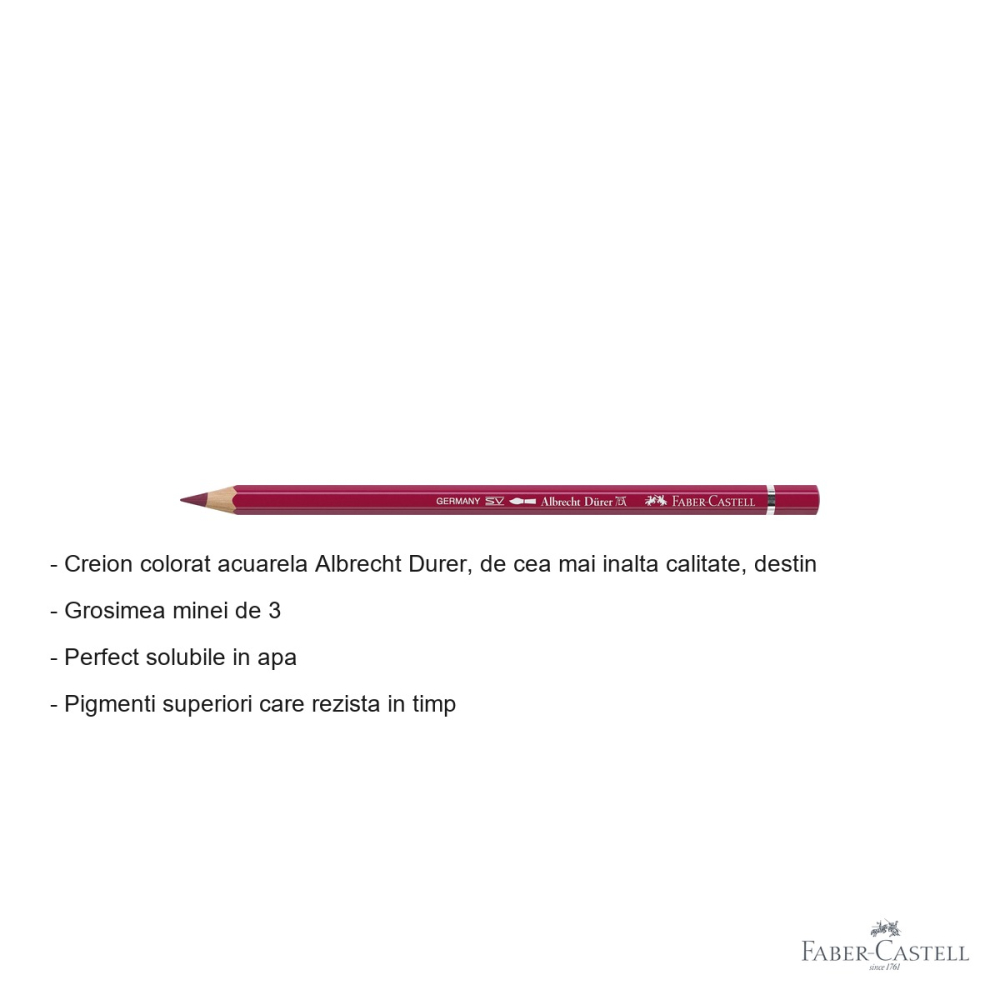 Creion colorat acuarela Faber-Castell Albrecht Durer 142 maro roib, mina 3.8mm, pentru artisti [2]