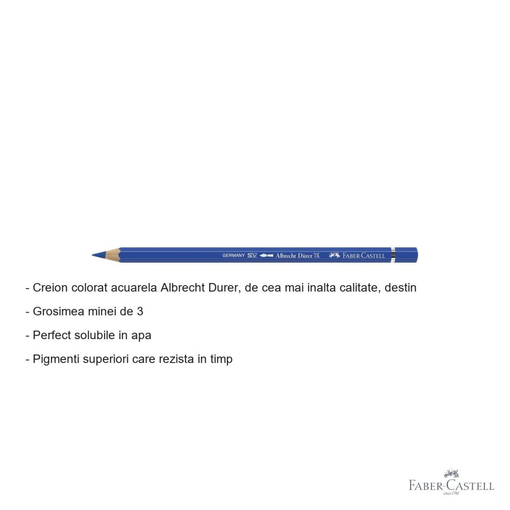 Creion colorat acuarela Faber-Castell Albrecht Durer 144 albastru cobalt-verzui, mina 3.8mm, pentru artisti [2]