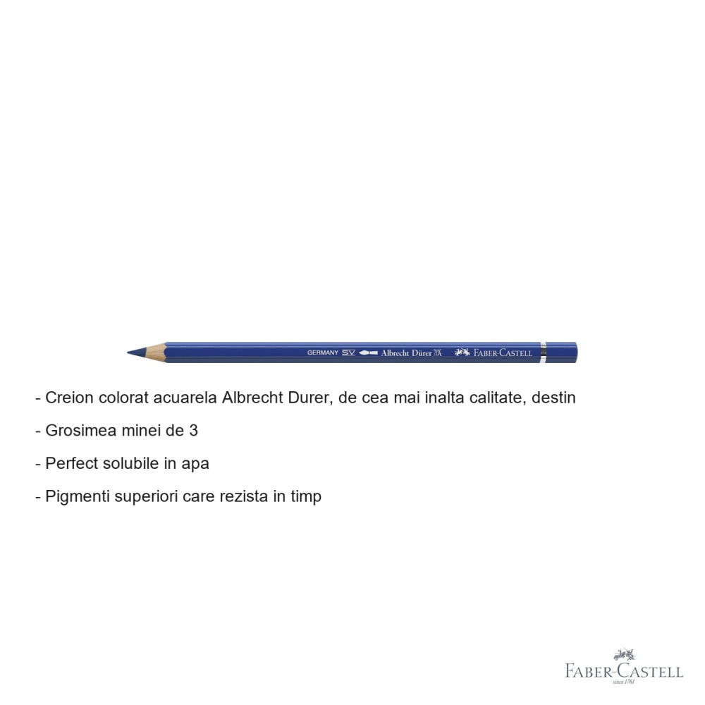 Creion colorat acuarela Faber-Castell Albrecht Durer 151 albastru roscat, mina 3.8mm, pentru artisti [2]